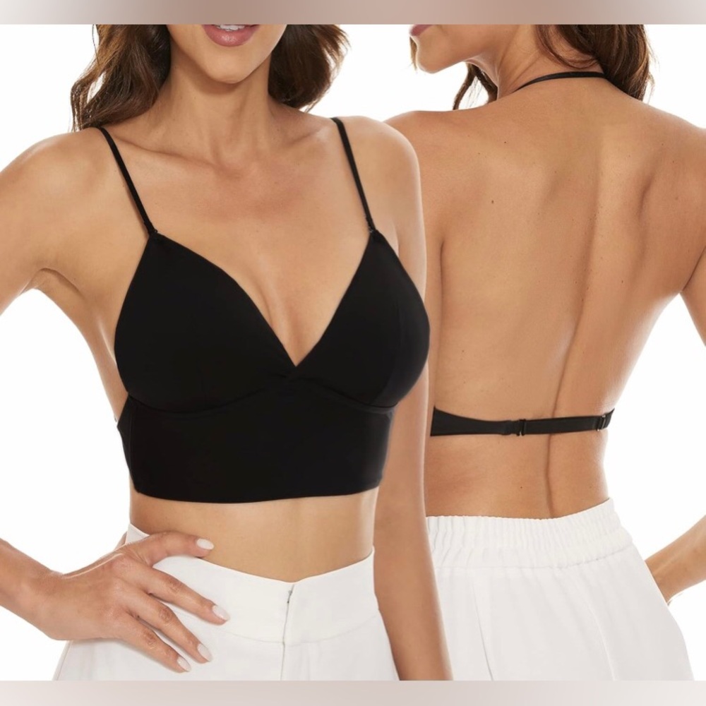NWT Deep V Neck Strappy Low Back Bralette